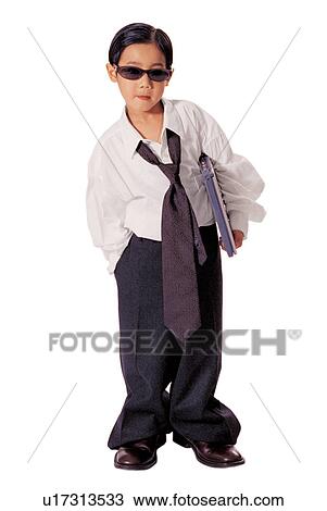 Stock Image - boy, confidence, businessman, sunglasses, fashion, clipping path. Fotosearch
