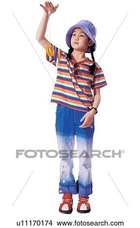 Picture - playing, 5-6 years, sunglasses, culture, child, white background, emotion. Fotosearch