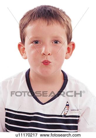 Stock Photo - boy, brown hair, carefree, casual. Fotosearch