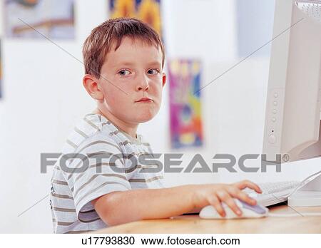 boy, straight hair, casual, carefree, short sleeved View Large Photo Image Stock Image - boy, straight hair, casual, carefree, short sleeved. Fotosearch