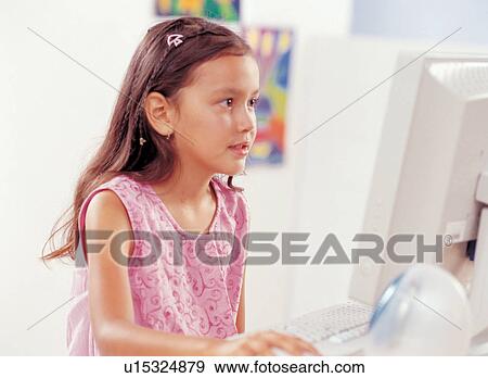 Stock Photo - brown hair, carefree, casual. Fotosearch