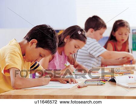Stock Image - coloring, boys, children, childhood, relation, only children, art. Fotosearch
