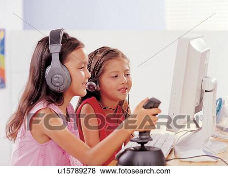 Stock Photo - relative, head and shoulders, brown hair, game, hair do. Fotosearch