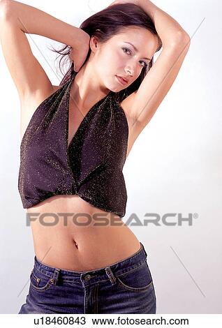 brown hair, casual clothing, cosmetics View Large Photo Image Stock Image - brown hair, casual clothing, cosmetics. Fotosearch