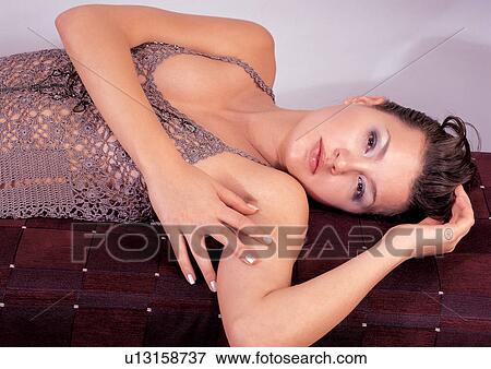 brown hair, dress, eye shadow View Large Photo Image Stock Photo - brown hair, dress, eye shadow. Fotosearch