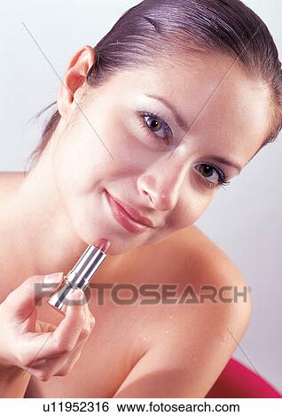 Stock Photograph - clean, brown hair, model, attractive, one woman. Fotosearch