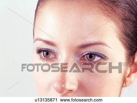 Stock Image - clean, close-up, half face, attractive. Fotosearch