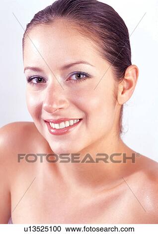 glowing, model, white background, radiant, sparkling eyes, lipstick View Large Photo Image Stock Image - glowing, model, white background, radiant, sparkling eyes, lipstick. Fotosearch