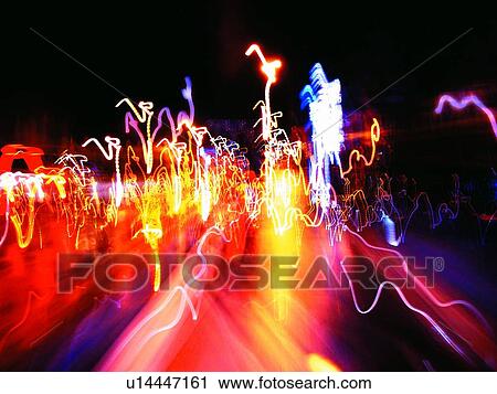 Stock Image - Defocused, Speed, Bright, Transportation. Fotosearch