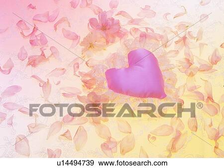 heart shaped, pillow, silk, flower, background, light View Large Photo Image Stock Photo - heart shaped, pillow, silk, flower, background, light. Fotosearch