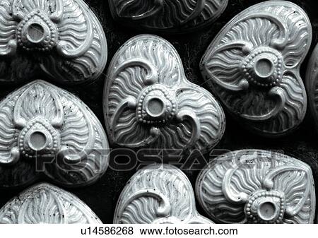 Stock Photo - pile, light, love, pattern, heart shaped, Black and white image, romantic. Fotosearch