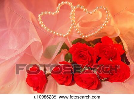 Stock Photography - wedding, bouqute, red, romantic, love, heart shaped, pearl. Fotosearch