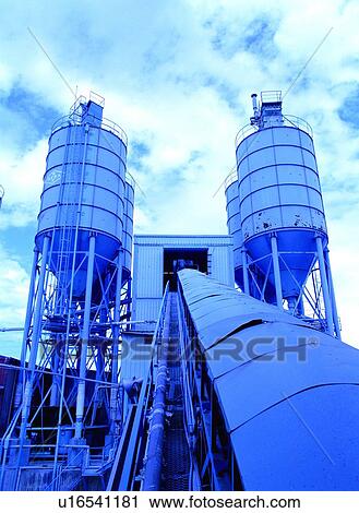 Stock Image - Building, Chute, Container, Cylindrical, Day. Fotosearch