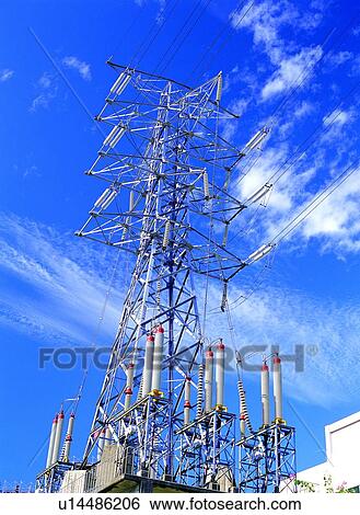 Stock Photograph - Electricity Pylon, Instrument, Industry, Electricity, Ideas, Frame. Fotosearch