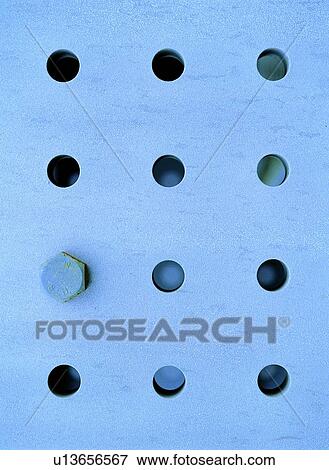 Stock Photo - Hole, Nut, Panel, Equipment, Full Frame, Industry, Ideas. Fotosearch