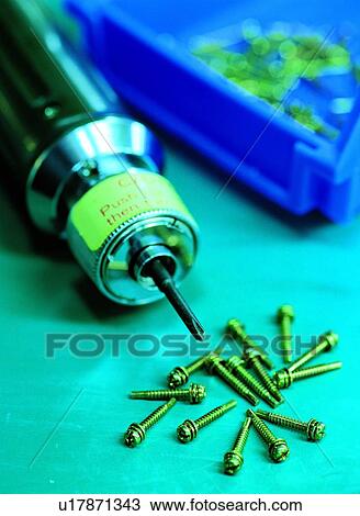 Stock Image - Instrument, Drill, Close-Up, Machinery, Electrical. Fotosearch