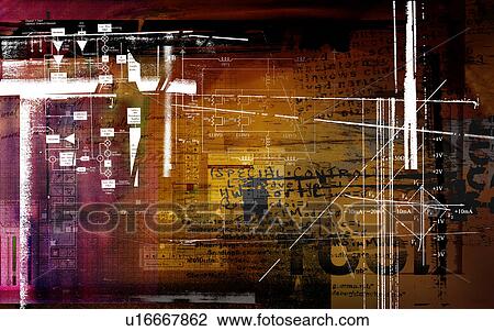 Stock Image - Linear pattern superimposed on a brown background. Fotosearch