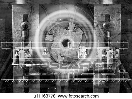 Stock Photo - Concentric circles superimposed on a machine. Fotosearch
