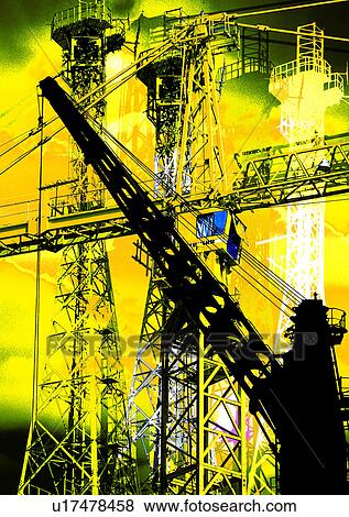 Stock Photo - Low angle view of an industrial installation. Fotosearch