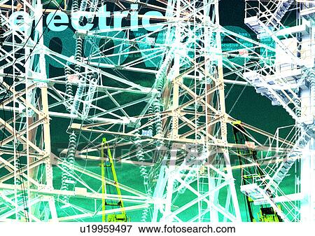 Stock Photo - Text superimposed on a close-up of communication towers. Fotosearch