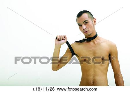 Stock Photograph - Bare Chest, Belt, Asian Ethnicity. Fotosearch