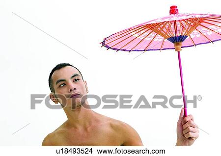 Picture - Lifestyles, Parasol, Indoor, Semi-Dress, Posing, Head And Shoulders. Fotosearch