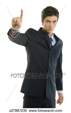 Portrait of a businessman showing his index finger View Large Photo Image Stock Photography - Portrait of a businessman showing his index finger. Fotosearch