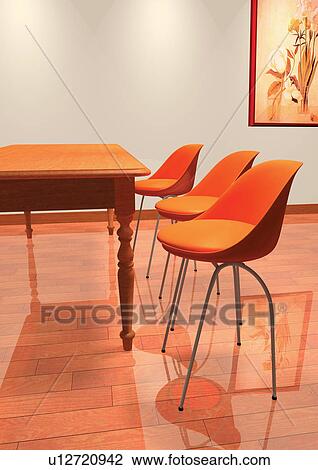 Stock Image - structure, contemporary, orange, reflection, table. Fotosearch