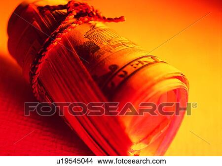 Picture - cash, indoor, money, roll, business, shadow. Fotosearch