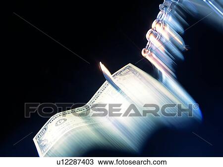 Stock Image - indoor, money, cash, light, shadow, chain. Fotosearch