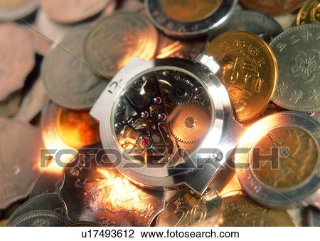 indoor, money, cash, watch, coin, light View Large Photo Image Stock Image - indoor, money, cash, watch, coin, light. Fotosearch