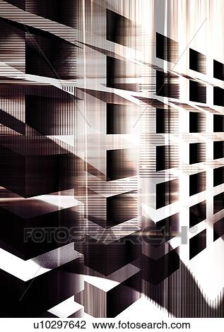 Stock Image - Cubes superimposed on a brown background. Fotosearch