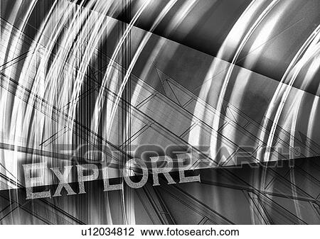 Stock Image - Text superimposed on a linear pattern. Fotosearch