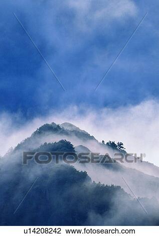 Stock Image - mountain, sky, peak, nature, tree, cloud. Fotosearch