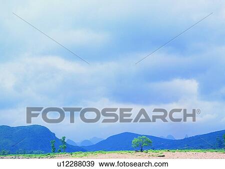 Stock Photo - nature, mountain, cloud, sky, grass. Fotosearch