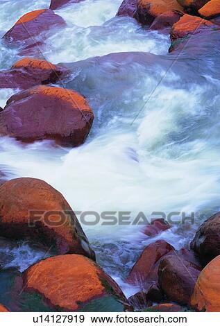 Stock Photo - nature, sky, cloud, mountain, rock, river. Fotosearch