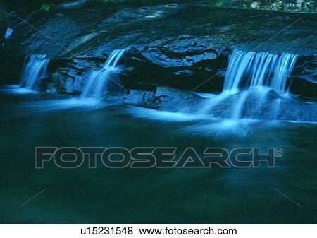 Stock Photo - nature, sky, cloud, mountain, waterfall, rock. Fotosearch