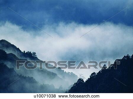Stock Photo - nature, sky, cloud, mountain, tree. Fotosearch