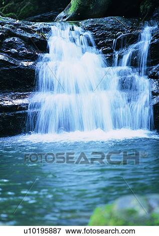 waterfall, cloud, rock, nature, water, sky View Large Photo Image Stock Photo - waterfall, cloud, rock, nature, water, sky. Fotosearch