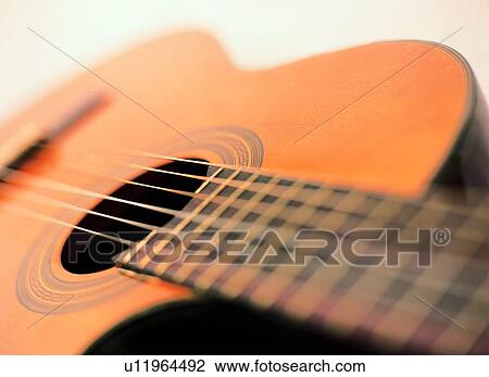 Stock Image - Close-Up, Guitar, Fret, Cut Out, Acoustic Guitar. Fotosearch