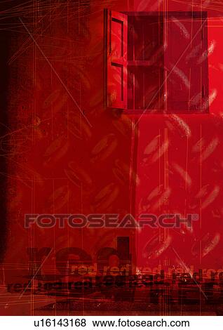 Stock Photo - Close-up of a window superimposed on a red background. Fotosearch