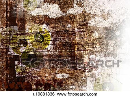 Stock Photograph - Close-up of CD's superimposed on a brown background. Fotosearch