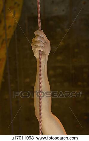 Man gripping rope at indoor climbing centre, close-up View Large Photo Image Stock Photo - Man gripping rope at indoor climbing centre, close-up. Fotosearch