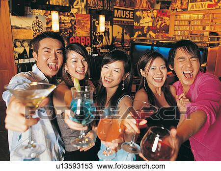 Group Of People, Cold Drink, Bangs, Celebration, Mouth Open, Laughing View Large Photo Image Stock Image - Group Of People, Cold Drink, Bangs, Celebration, Mouth Open, Laughing. Fotosearch