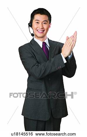 Clapping, Black Hair, Cheerful, Businessman, Business Suit, Asian Ethnicity View Large Photo Image Stock Photograph - Clapping, Black Hair, Cheerful, Businessman, Business Suit, Asian Ethnicity. Fotosearch