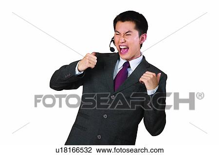 Stock Image - Clipping Path, Asian Ethnicity, Businessman, Business Suit, Black Hair, Agreement. Fotosearch