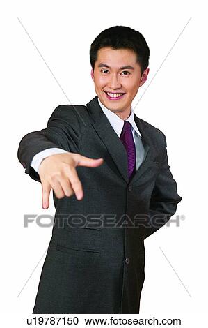 Stock Image - Clipping Path, Black Hair, Cheerful, Businessman, Business Suit, Asian Ethnicity. Fotosearch
