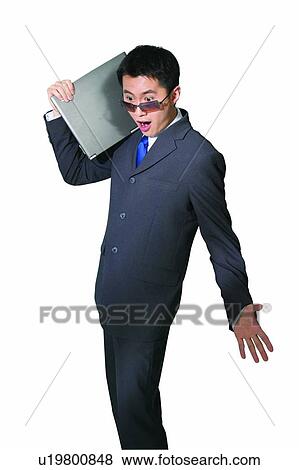 Stock Photo - Office People, Gesturing, Mouth Open, One Young Man Only. Fotosearch