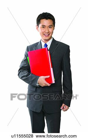 Stock Photo - Three-Quarter Length, Black Hair, Document, File, Eastern. Fotosearch