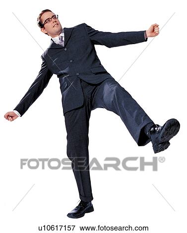Stock Photo - career, human cutouts, leg outstretched, indoor, business attitude, achievement. Fotosearch